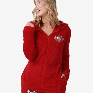 San Francisco 49ers women’s Red Hooded Fleece Romper